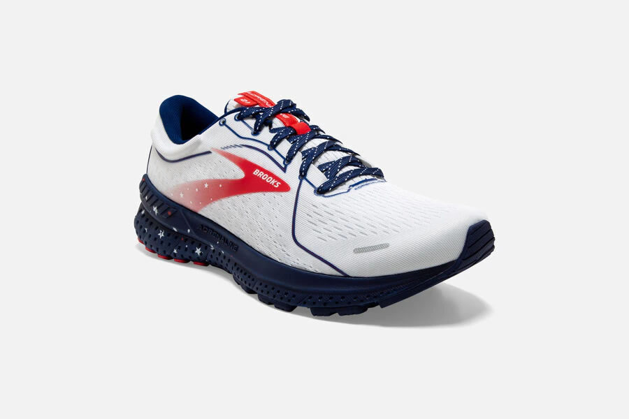 Brooks Adrenaline GTS 21 Men\'s Road Running Shoes White/Blue/Red